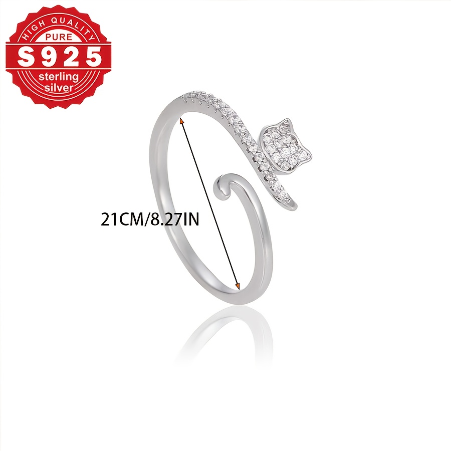 Cat Earrings & Ring Set S925 Silver CZ Allergy-Free